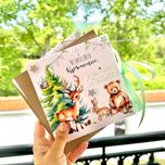 Персонализирана картичка за Кръщене с горски животни