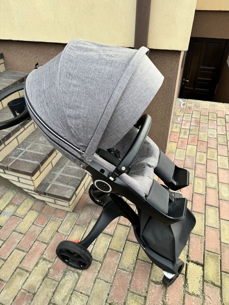 Carucior 2in1 Stokke Xplory v6 negru, gri inchis melange