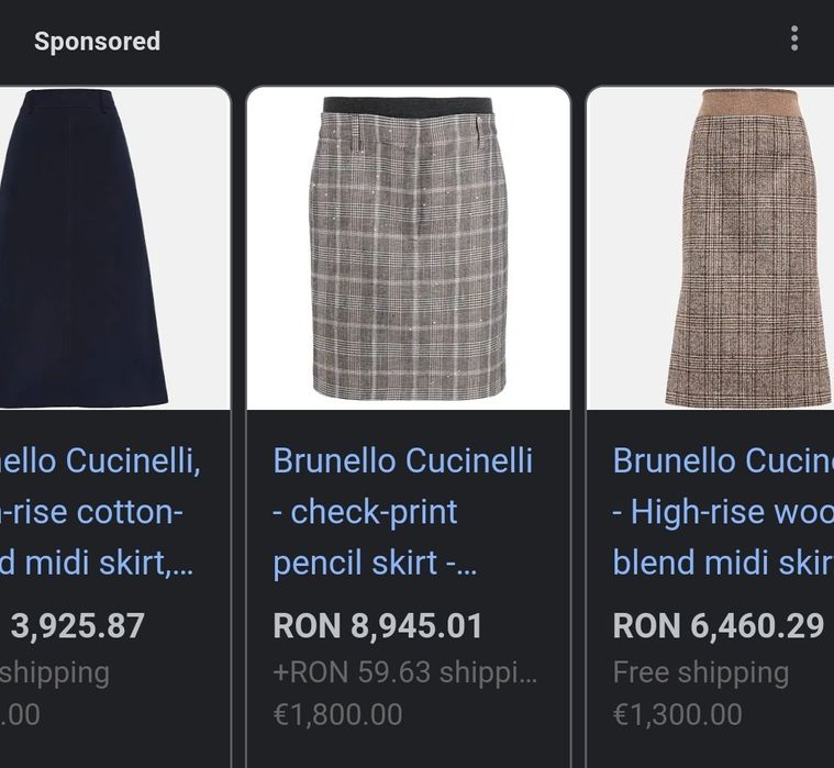 Brunello Cucinelli fustă creion/conică lână made in Italy