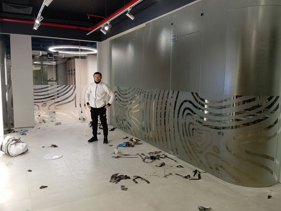 матовая пленки оракал туманка тонировка офис ва здания ойналарига