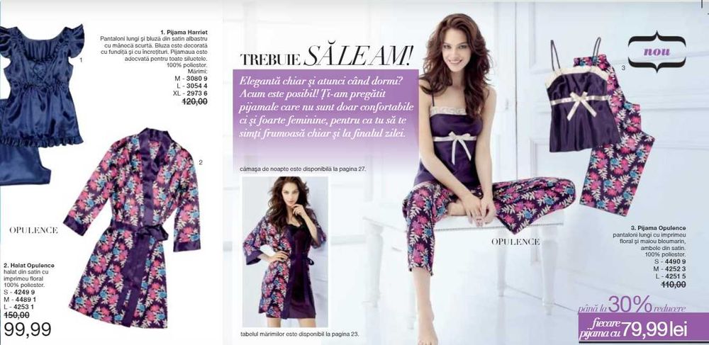 Pijama eleganta din satin cu model floral exotic Avon marimile S