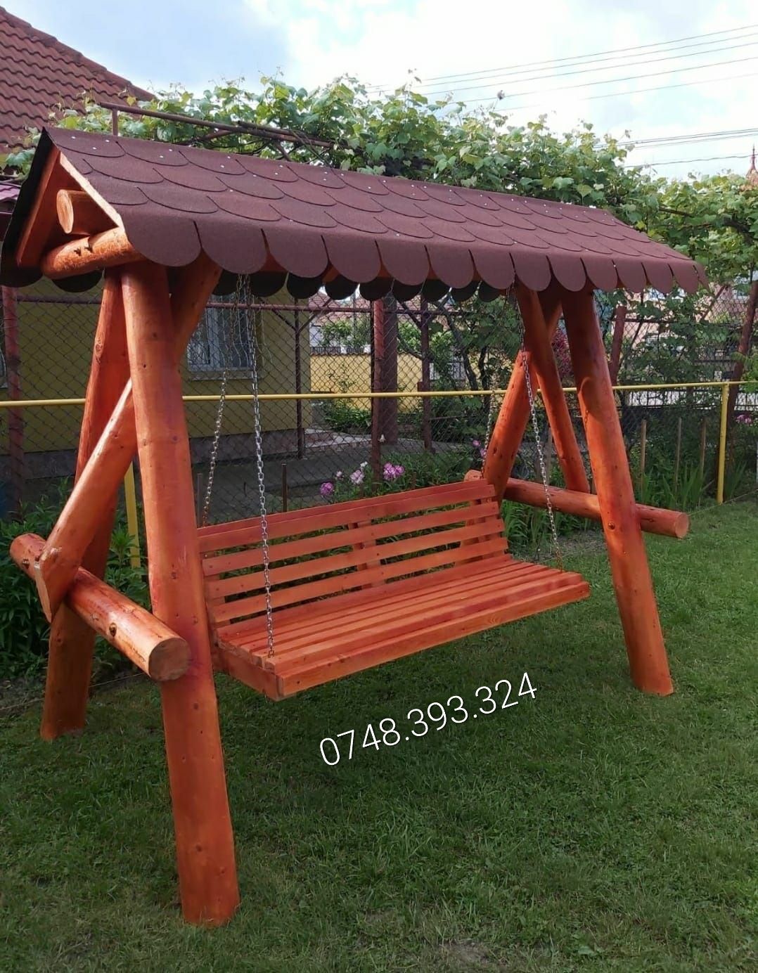 Balansoar  leagan  lemn  rotund  3 4  pers  rustic