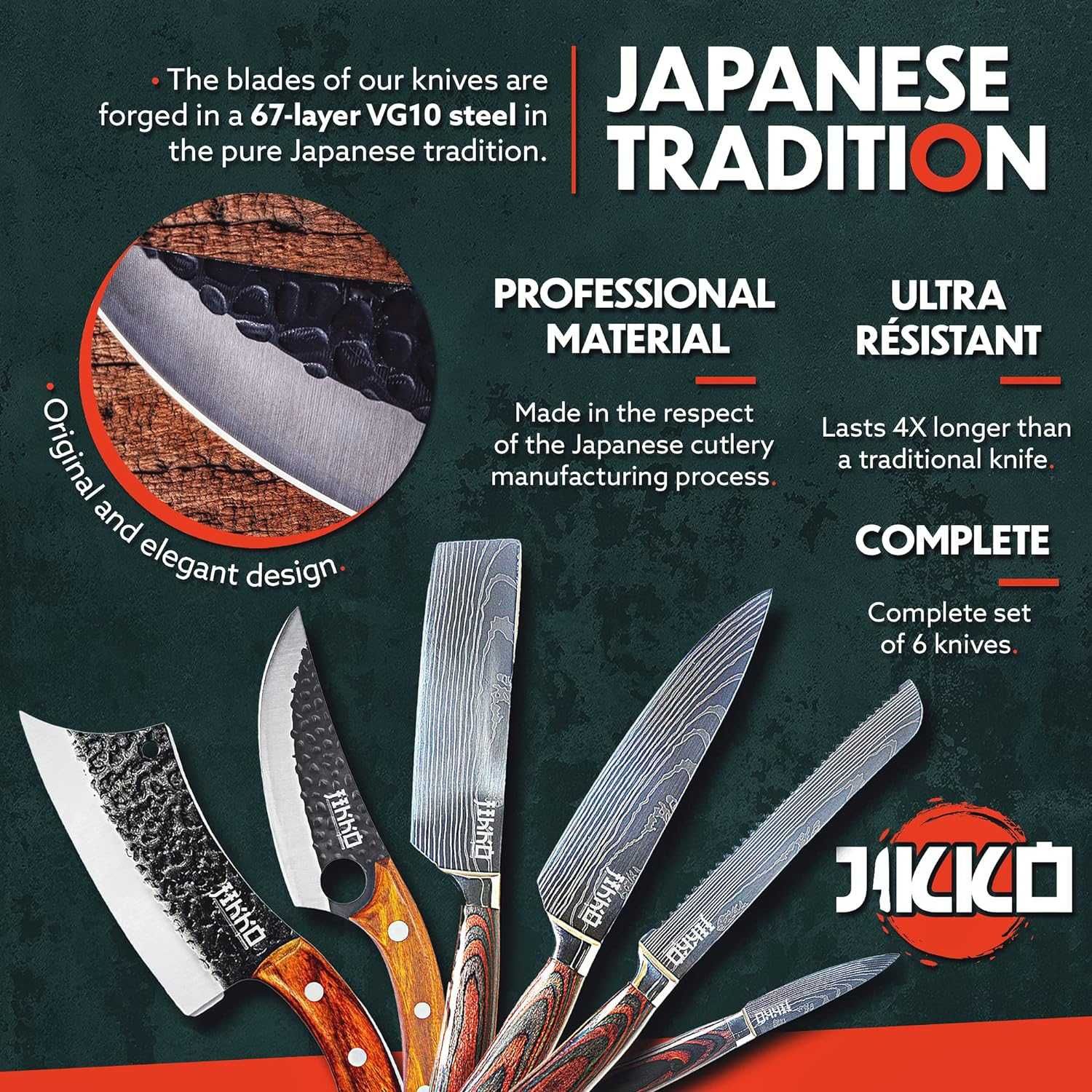 Set 6 cutite japoneze profesionale - 67 straturi otel carbon VG10