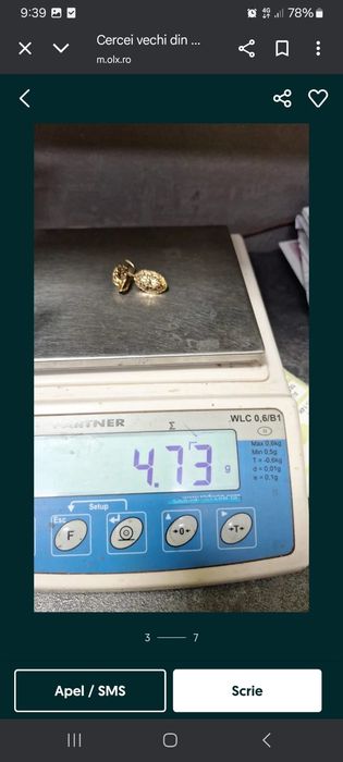 Cercei boierești din aur de 14k model coșuleț