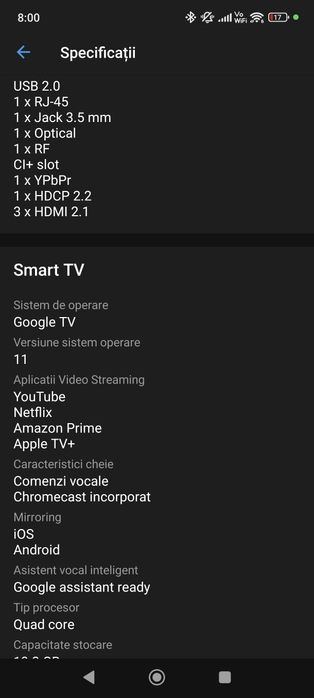 Vand Smart TV 4K TCL 55V6B display puțin fisurat