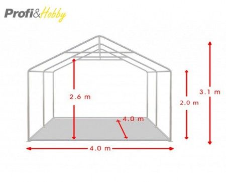 Шатра 4X4 м PROFESSIONAL - 50мм тръби, 100% водоустойчив PVC 550 гр/м2