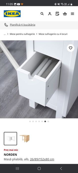 Masa pliabila Norden IKEA