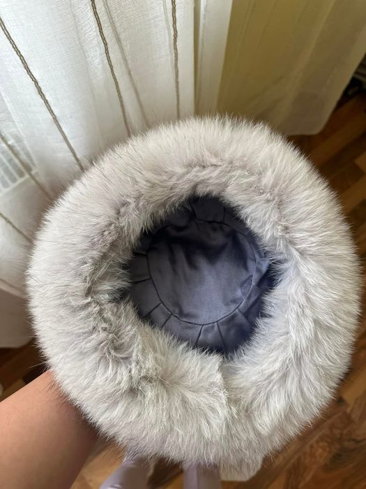 Caciula blana naturala vulpe argintie