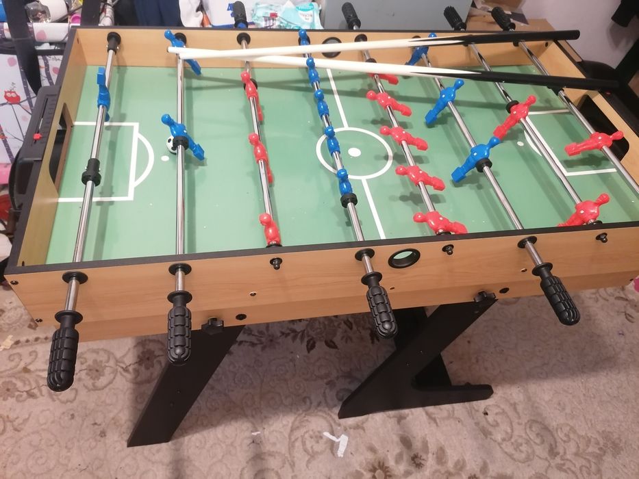 Set de masa, 15 în 1, jocuri fotbal, biliard, tenis, 123 cm