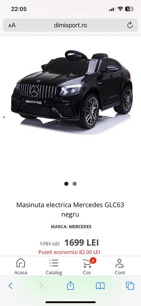 Mașinuță electrică copii,model Mercedes GLC63 neagra
