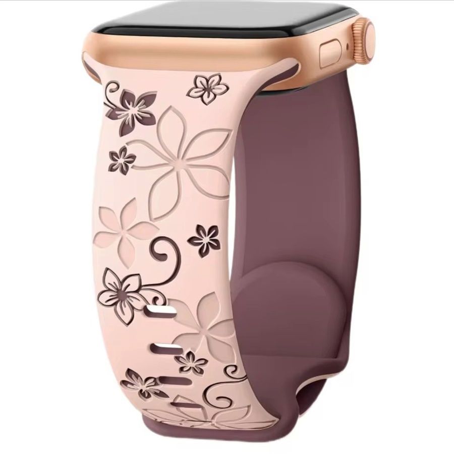 FLORAL Силиконова каишка за Apple Watch Series 10/9/8/7/6/5/4/3/2/1/SE