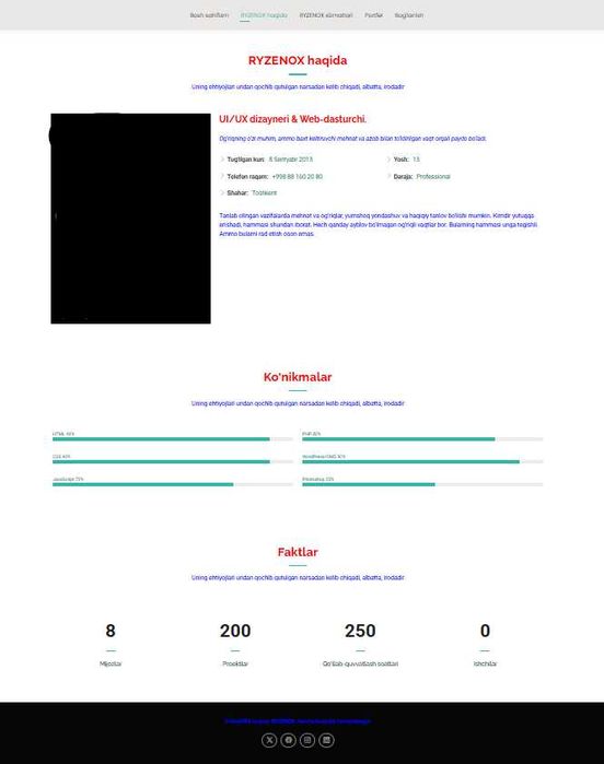 Portfolio sayt yaratib berish xizmati 1 haftada.