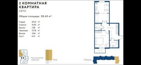 СРОЧНО!Новостройка 2 комнатная квартира ЖК Династия Паркентский(96825)