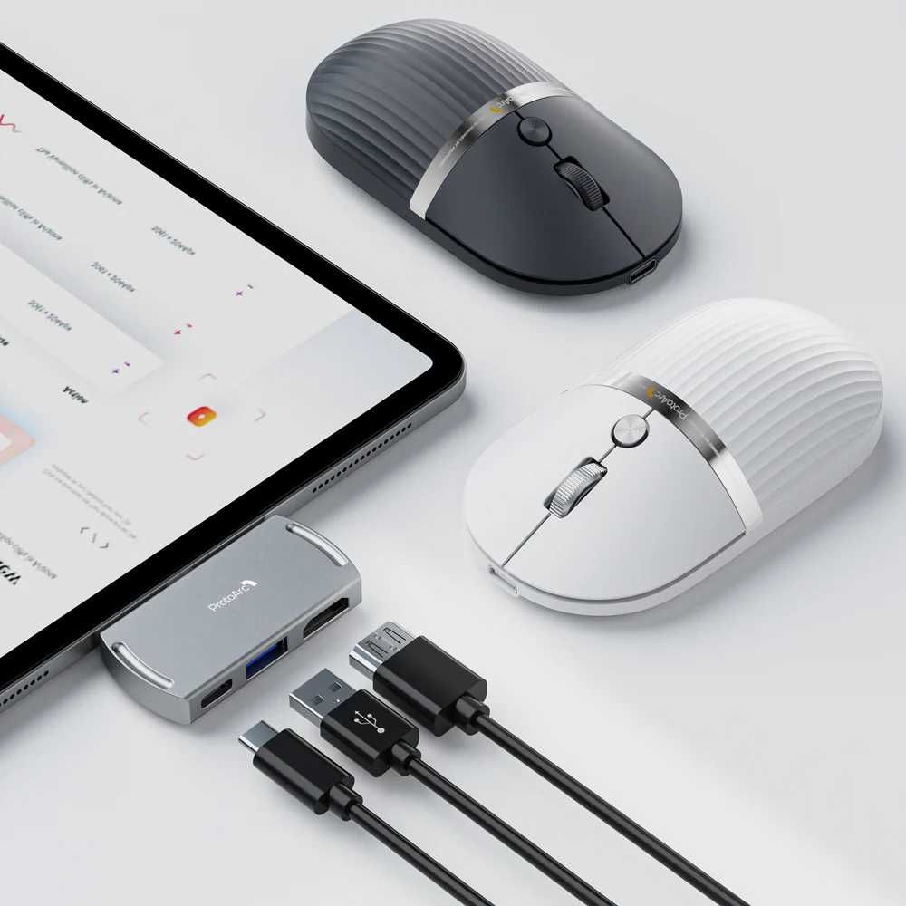 ProtoArc Hub Mouse — мышь с USB-хабом, Bluetooth, 3 устройства
