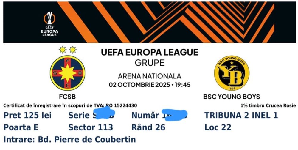 Bilete Fcsb Young Boys
