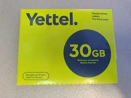 Интернет сим карта 30 GB на ваучер Глобул Теленор Yettel  за 30 дни