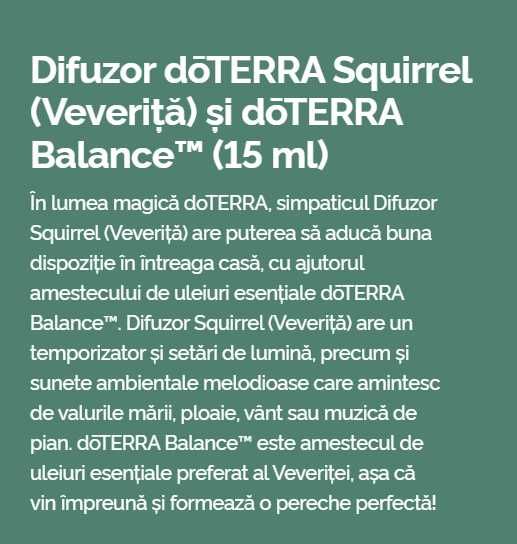 Difuzor Doterra Veverita si ulei Balance 15ml