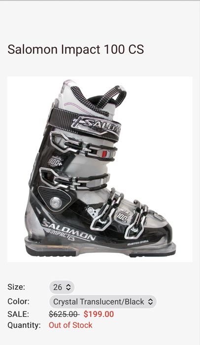 Capari Ski Salomon impact 100 cs , marimea 42,5 - 27,5, flex 100+