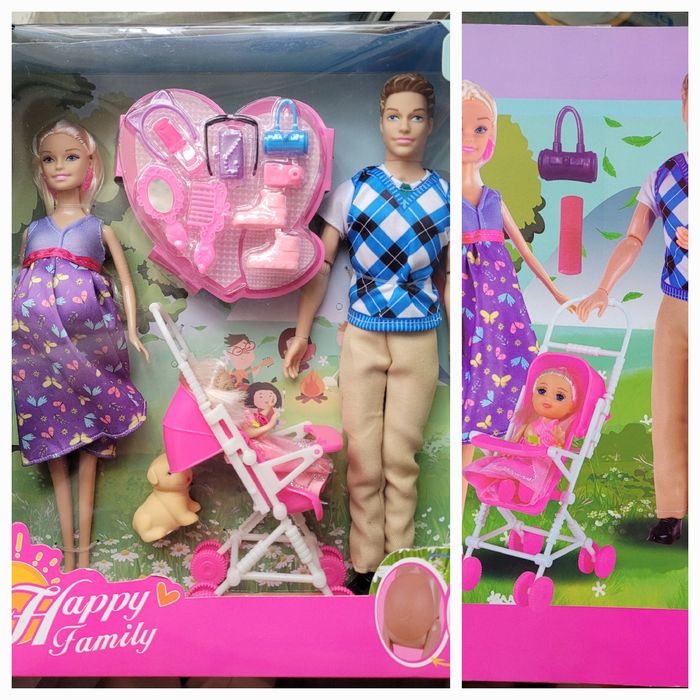 Set Familiee, Păpușă Însărcinată și Kevin,  Bebelus,  Căruț, Accesorii