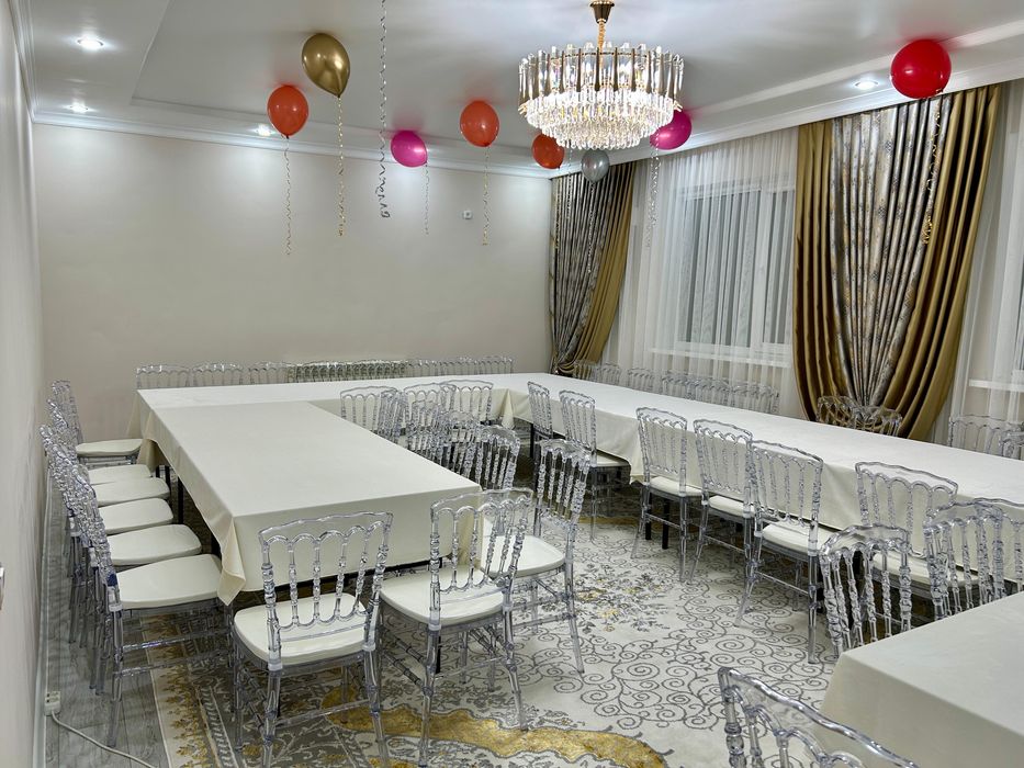 Прокат, аренда, прозрачные стулья, стол, посуда, гирлянды, кьявари
