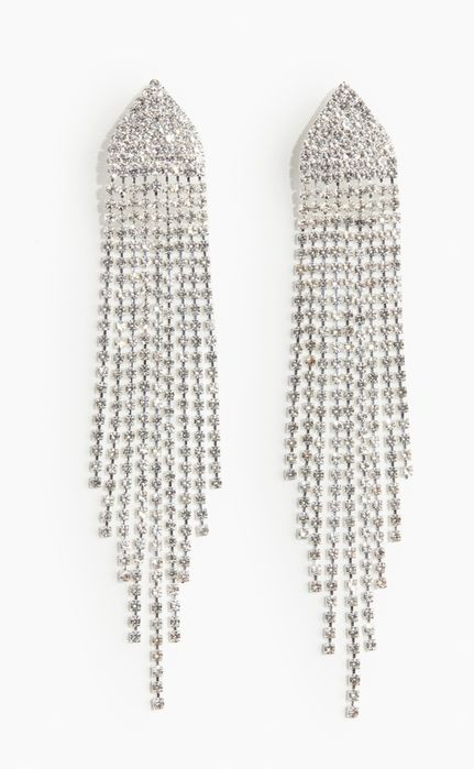 Cercei lungi statement H&M cristale eleganti petrecere