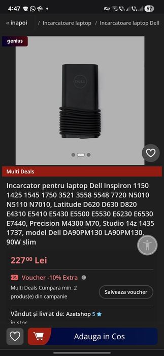 Încărcător Original Dell