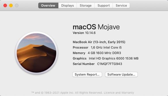 MacBook Air 13 inch early 2015