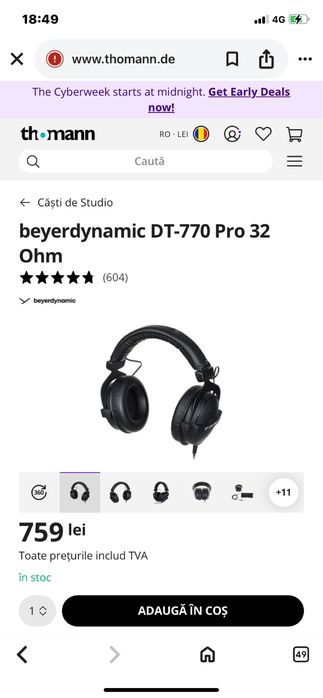 Vand Casti Beyerdynamic/DT770 Pro 32 Ohm