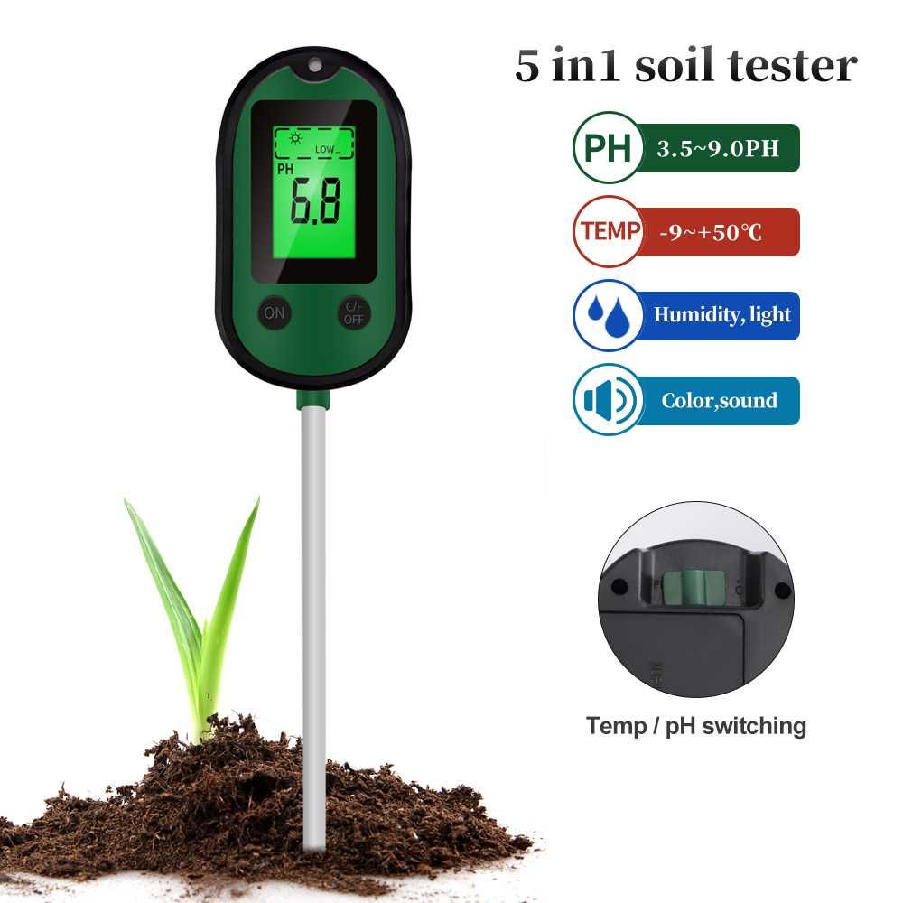 Tester PH si umiditate sol 5 in 1 de masurare a temperaturii