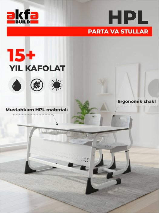 HPL  Двухместная парта + стул