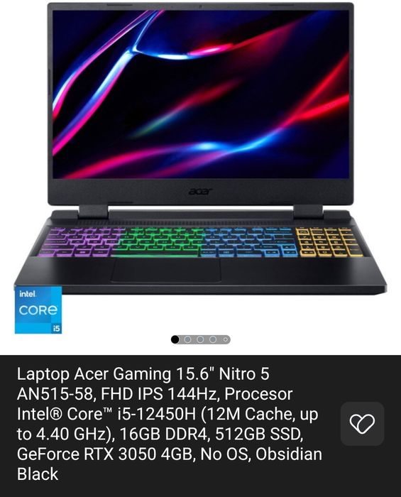Laptop acere gaming nitro 5