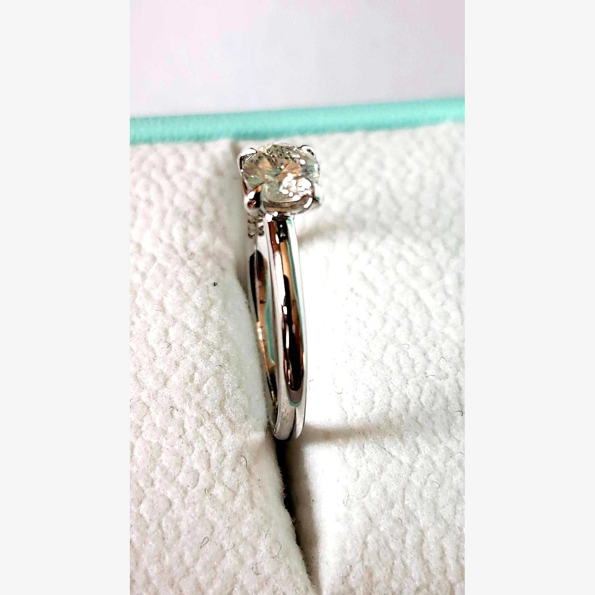 Inel aur alb 14K, Diamant natural certificat 0.49ct