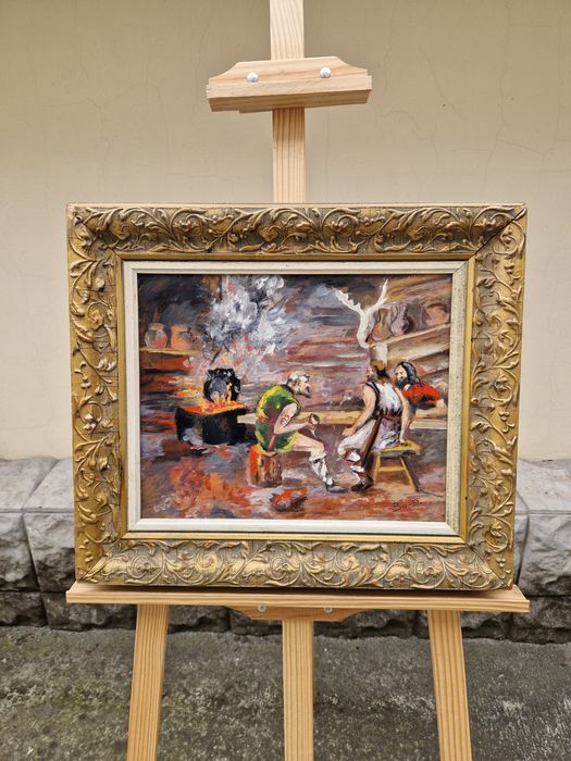 Уникална антикварна майсторска авторска картина масло върху