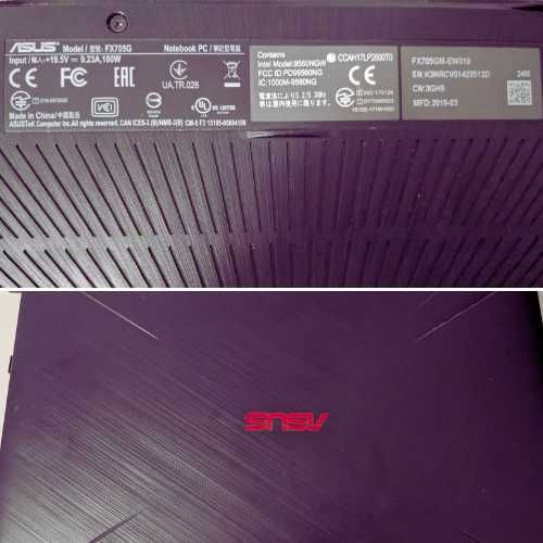 Laptop ASUS TUF 17.3", Intel i7, GeForce GTX 1060  24GB, SSD 512GB+1TB