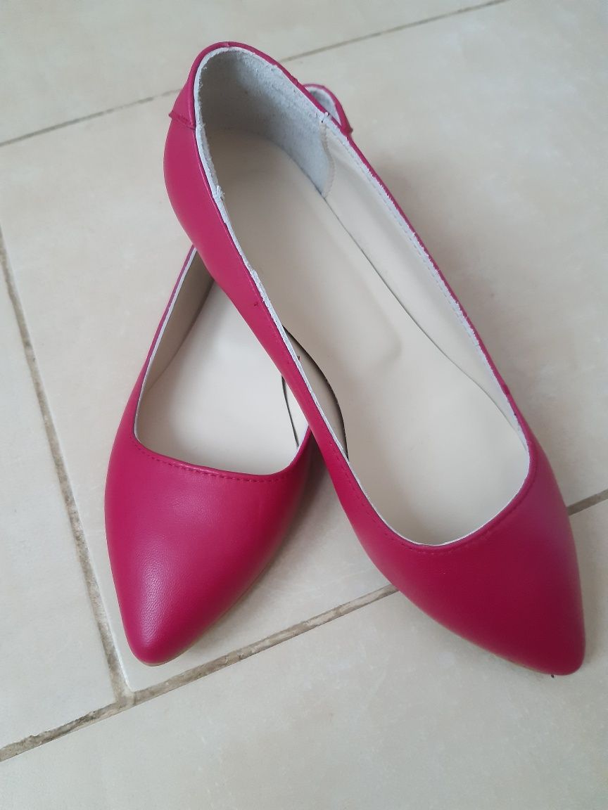 Balerini fucsia piele marimea 35