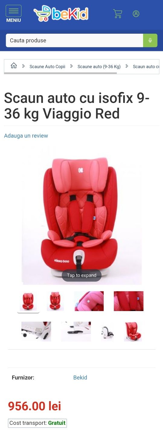 Scaun Auto Copil Kikko Boo Viaggio Red 9-36 kg