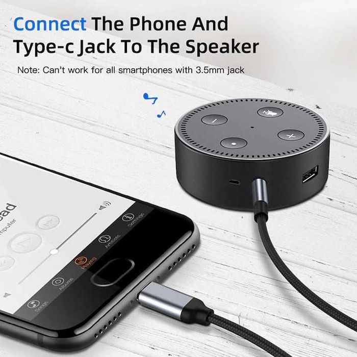Cablu Adaptor Audio Lightning la Aux Jack 3.5mm, 1m, material textil