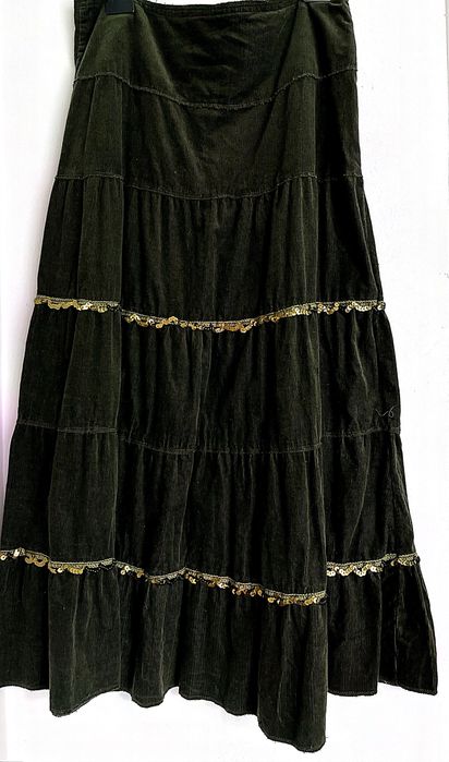 Fusta lunga catifea verde inchis