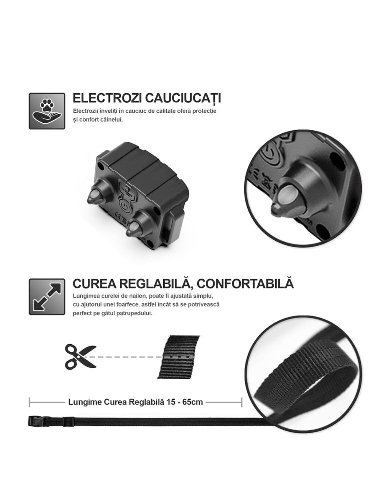 Zgarda Electrica Reincarcabila pentru Dresaj Caini, Antilatrat