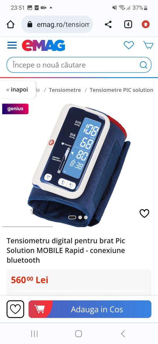 Tensiometru digital pentru brat Pic Solution MOBILE Rapid - conexiune