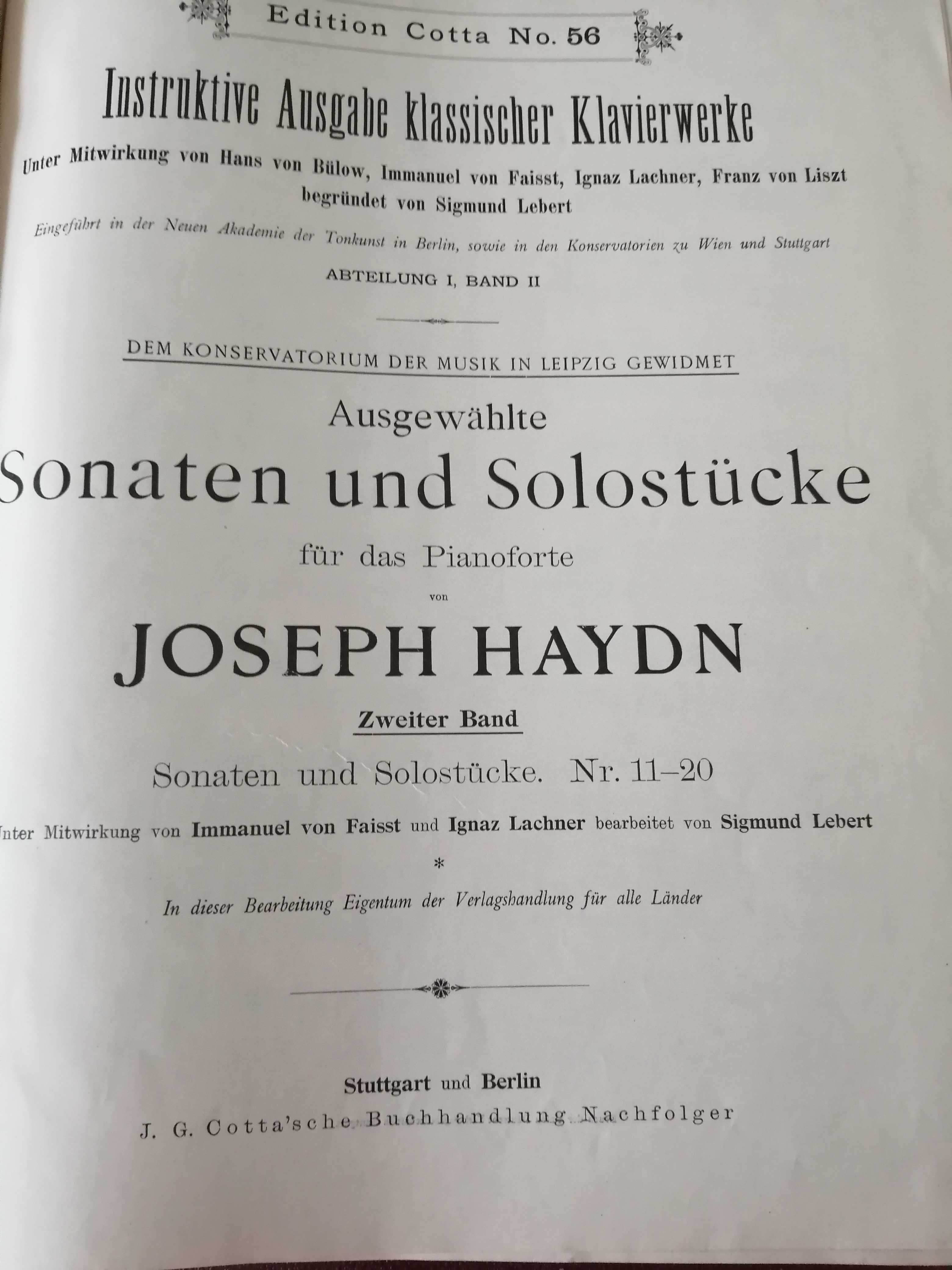Partitura muzicala JOSEPH HAYDN- Sonate,solo