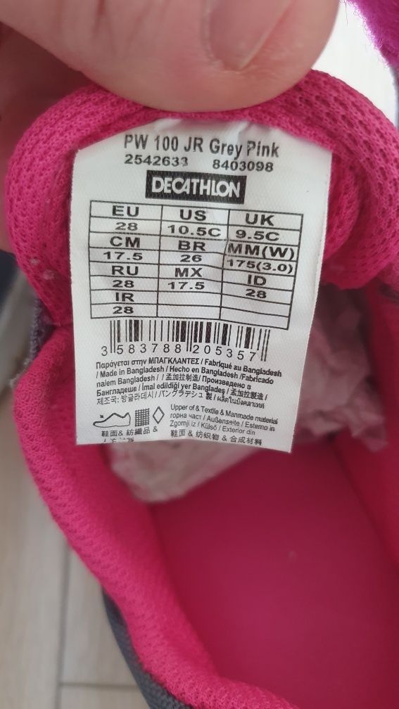 DECATHLON Newfeel Adidasi fete M 28 arici gri roz st f buna Curier OLX