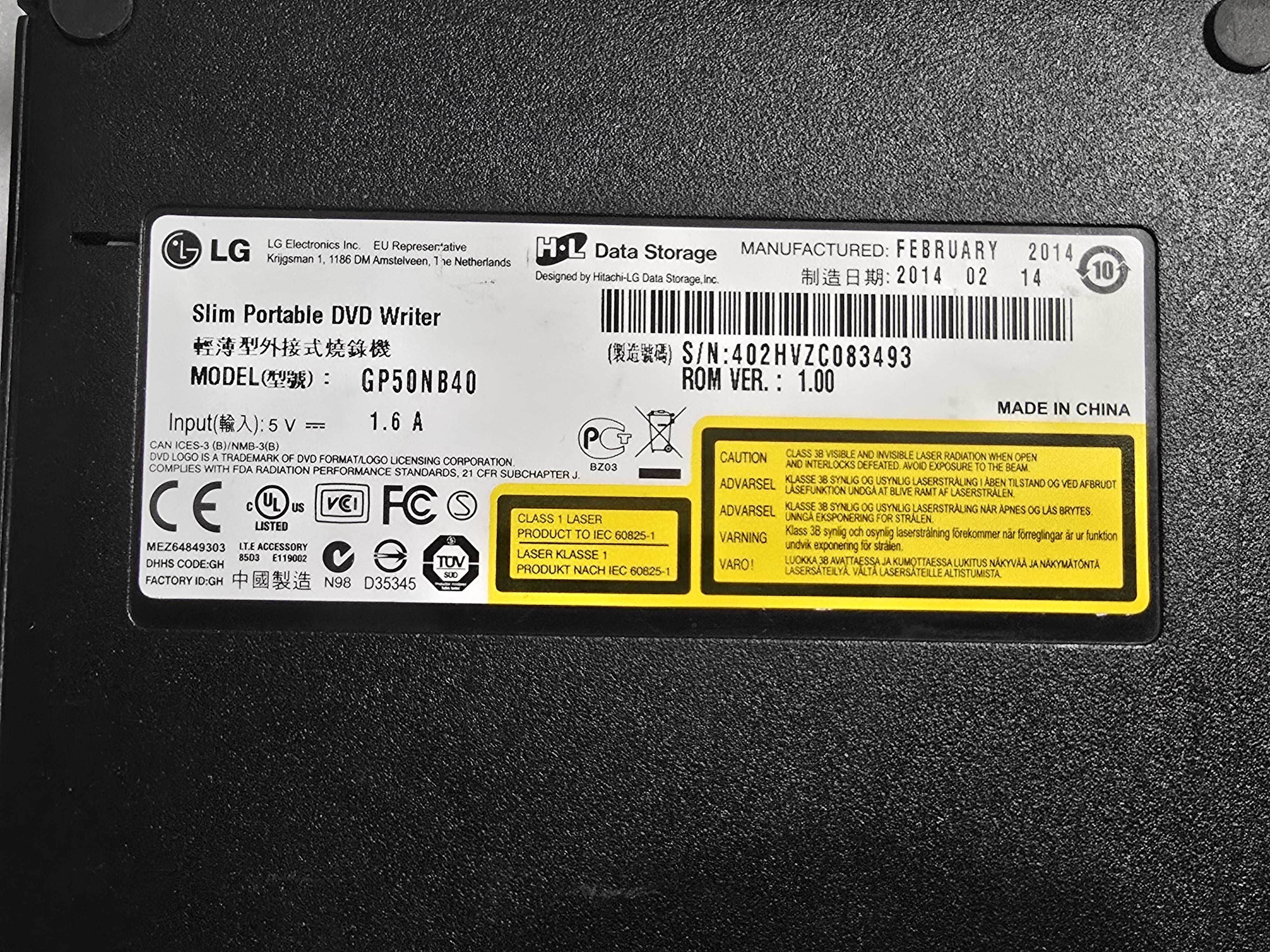 DVD Rewriter extern LG Electronics GP50NB40 8X USB 2.0 M-DISC Support