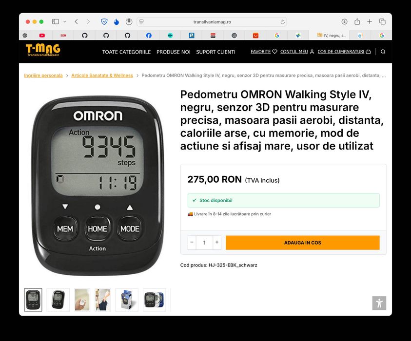 OMRON Walking Style IV - pedometru precis - pasi distanta calorii