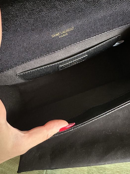 Кожена черна чанта YSL