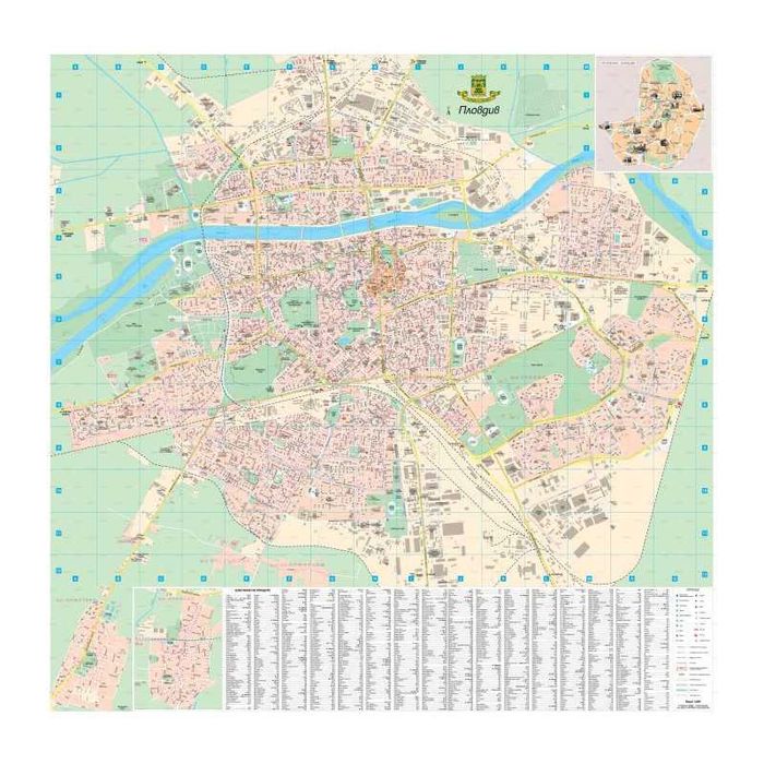 Стенна карта - Пловдив, 140 см. х 140см.