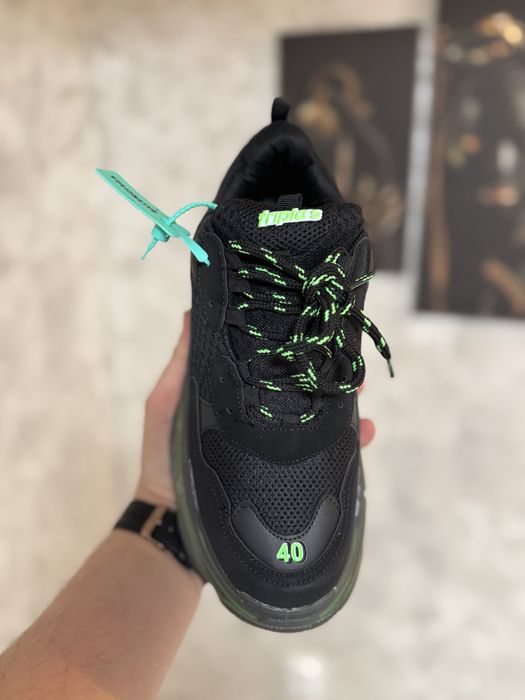 Adidasi Unisex Balnciaga Triple S Negru & Verde!