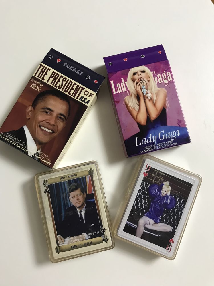 Carti de joc cu Lady Gaga si cu presedintii americani