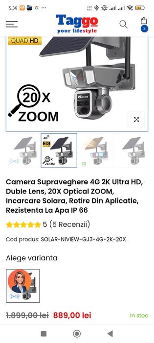 Camera Supraveghere 4G 2K Ultra HD, Duble Lens, 20X Optical ZOOM, Inca