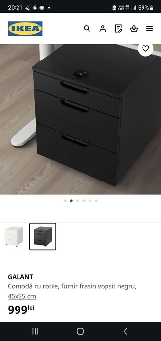 Comoda ikea Galant stejar, cu rotile, cu cifru, sigilat